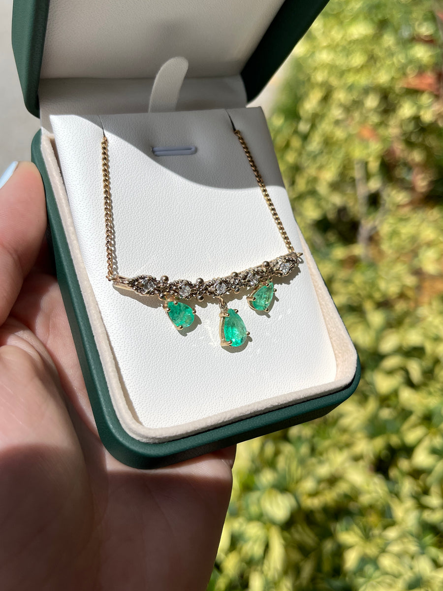 925 Silver Vintage Emerald Tumble Necklace | Amrrutam