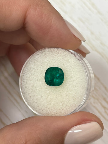 Dark Muzo Green Colombian Emerald - 1.71 Carat Cushion Cut Loose Gemstone