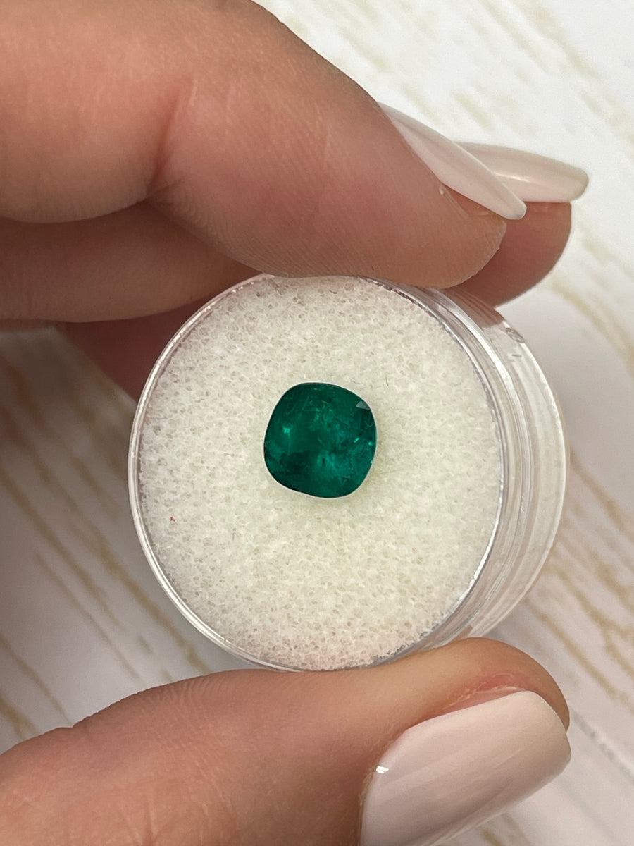 Stunning 8x8 Cushion Cut Colombian Emerald - 1.71 Carat Loose Gem