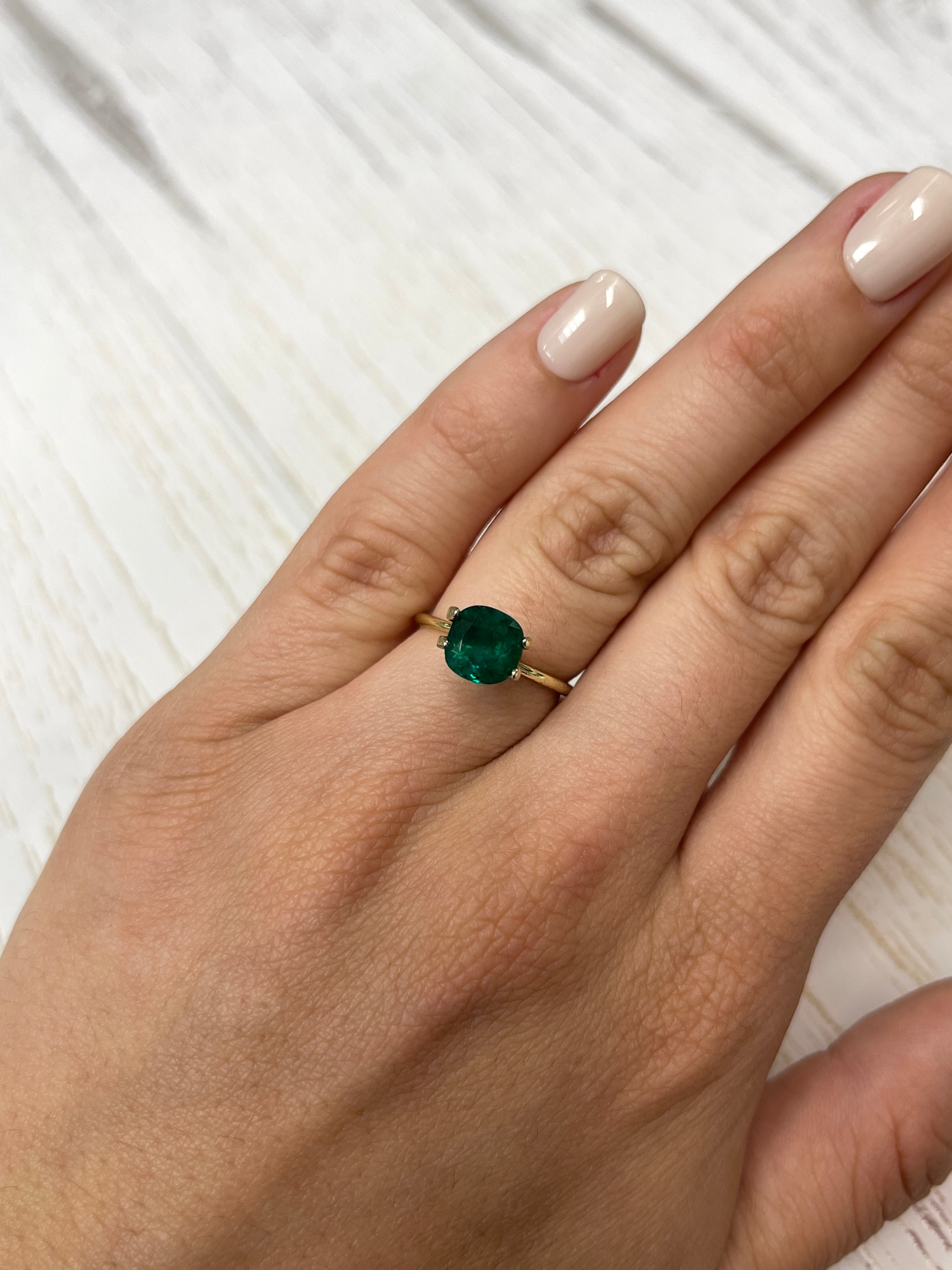 Radiant 1.71 Carat Cushion-Cut Emerald - Natural Dark Green from Muzo