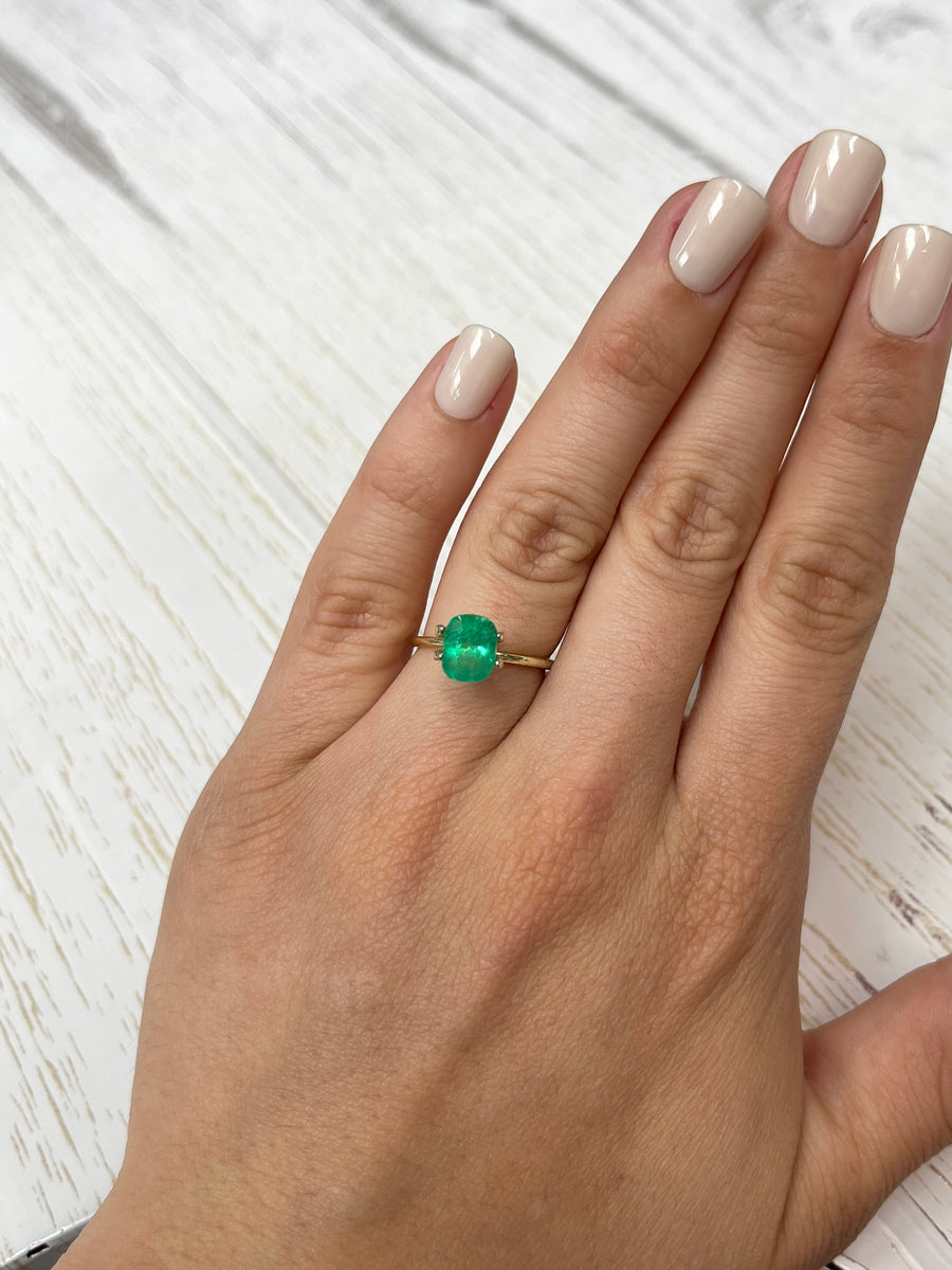Natural Spring Green Colombian Emerald - 1.73 Carat Loose Stone - Cushion Cut
