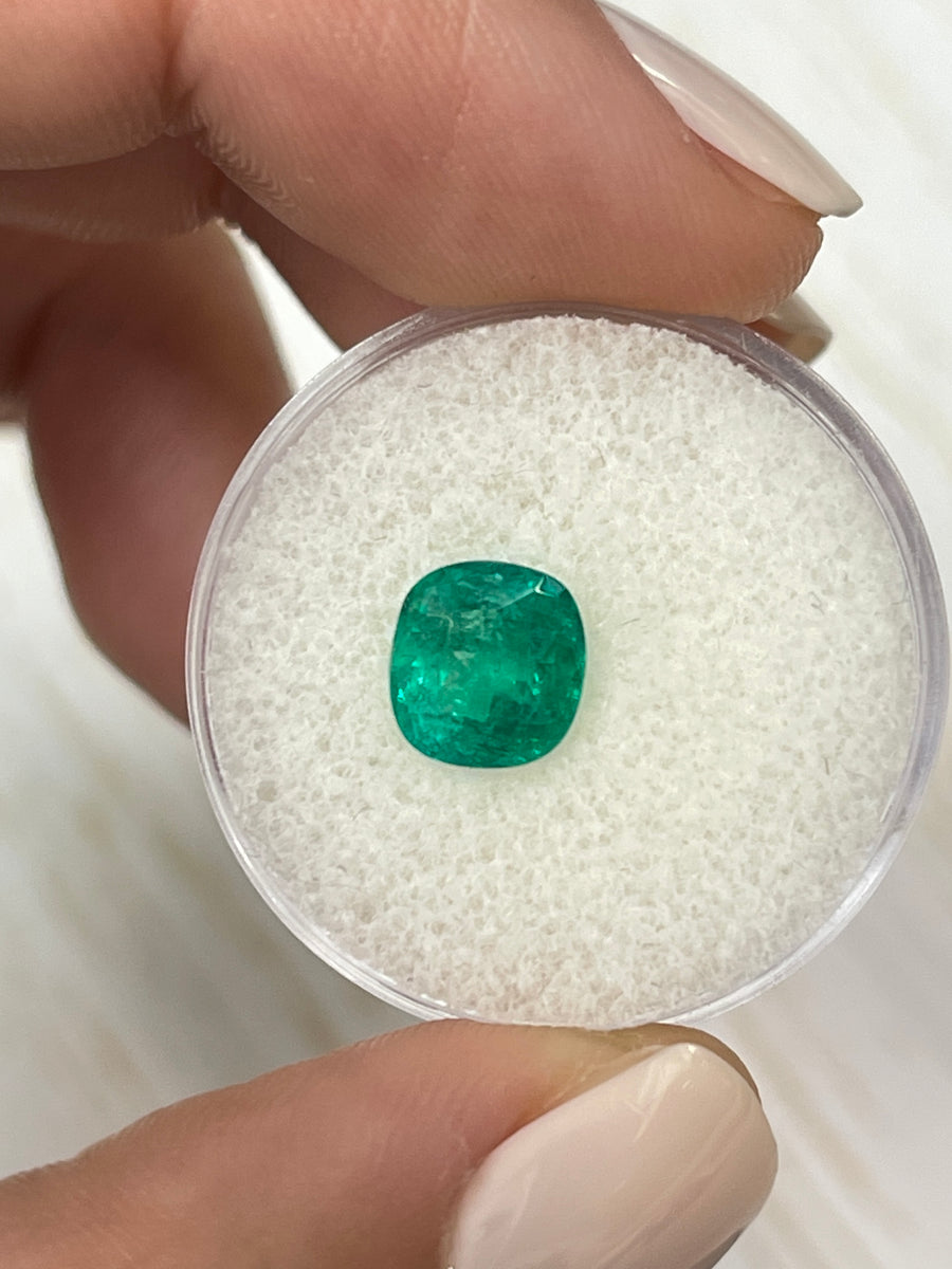 Cushion-Cut Colombian Emerald - 1.81 Carat with Vibrant Natural Green Color