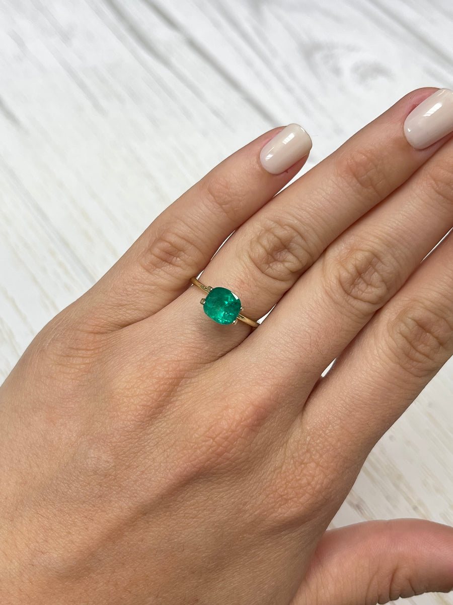 Loose Colombian Emerald - Cushion Shape, 1.81 Carat, Deep Green Color
