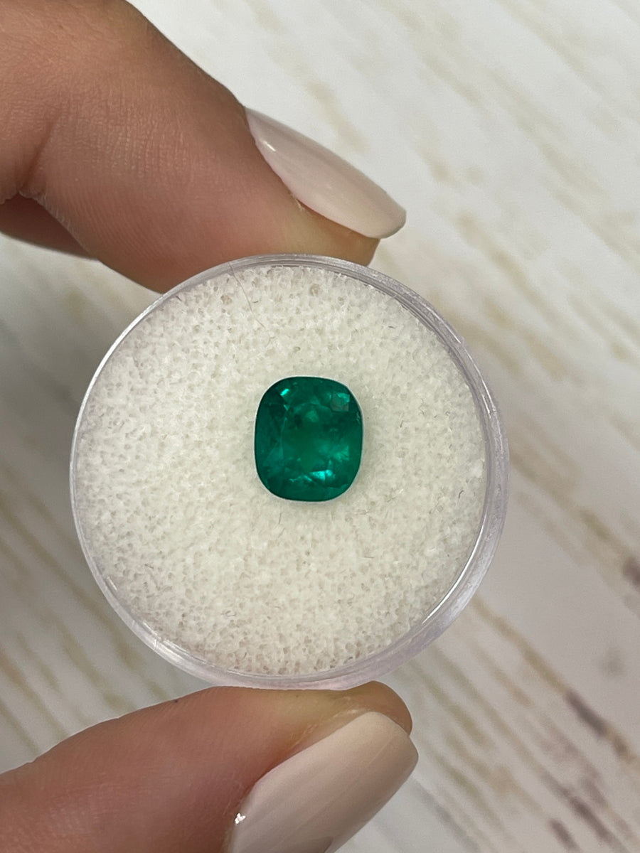 Cushion-Cut 1.94 Carat Colombian Emerald in Vibrant Muzo Green Hue