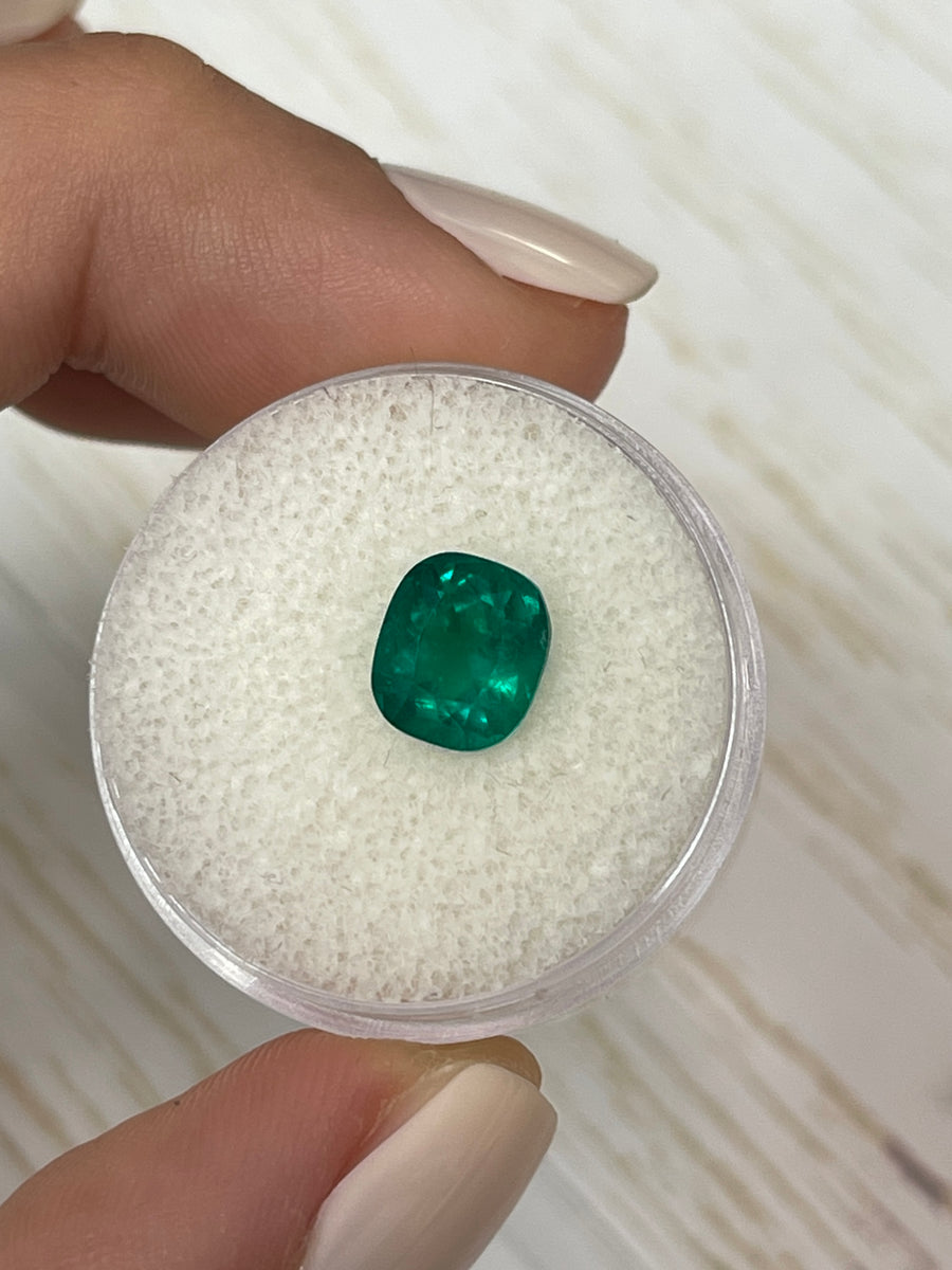 Vivid Green Colombian Emerald – 1.94 Carat Cushion-Cut Loose Gemstone