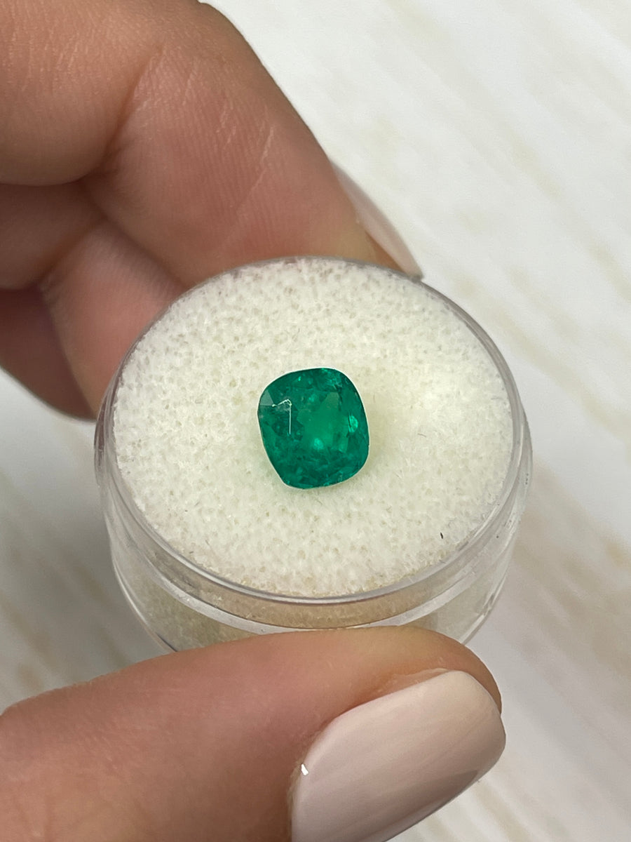 Muzo Green Natural Colombian Emerald - Cushion Cut 1.96 Carat Gem