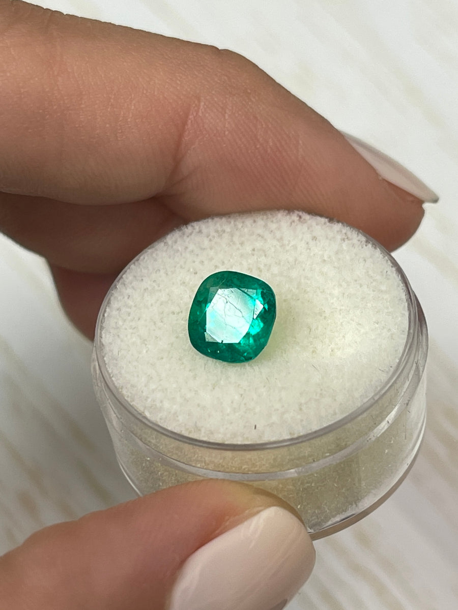 Stunning Cushion Cut Colombian Emerald - 1.96 Carat Loose Gemstone