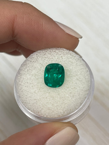 Cushion Cut Colombian Emerald - 2.10 Carat Loose Gemstone - Vibrant Muzo Green - 8x7 Dimensions