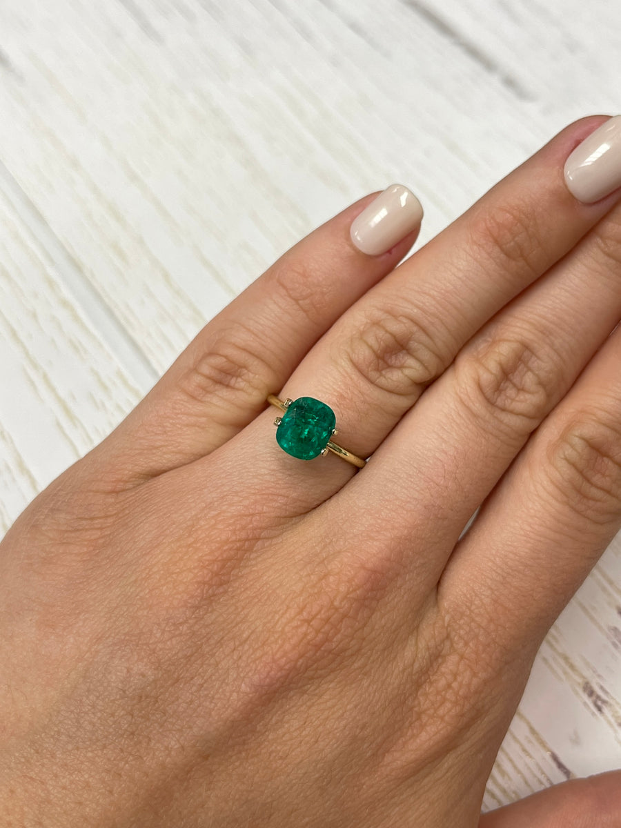 Natural Colombian Emerald - Cushion Shape - 2.10 Carat - Vibrant Muzo Green - 8x7 Dimensions