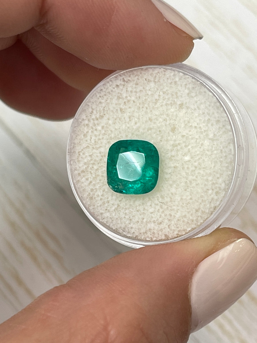 Unset 2.27 Carat Cushion Cut Colombian Emerald - Authentic Gemstone