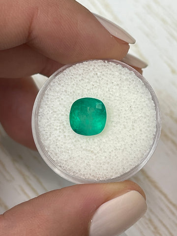 Emerald Gemstone - 2.45 Carat Cushion Cut - Vibrant Green Colombian Loose Stone