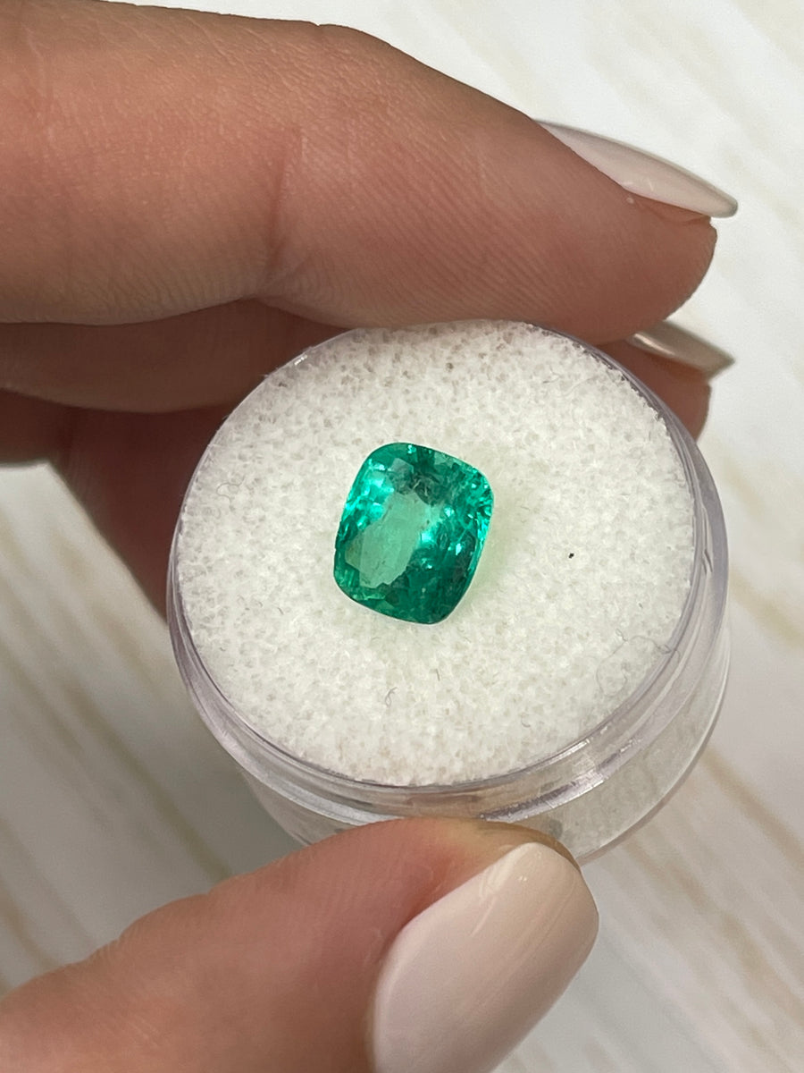 Rare Bluish Green Colombian Emerald - 2.51 Carat Loose Stone in Elongated Cushion Cut