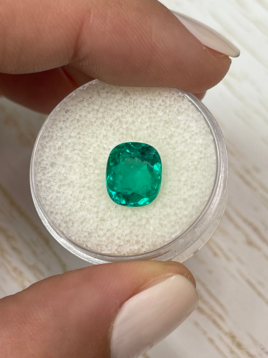 Vivid Bluish Green Natural Colombian Emerald - 3.15 Carat Loose Stone, Certified