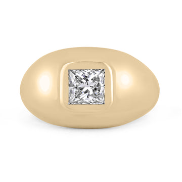 1.08ct Carat Princess Cut Gypsy G Color Diamond Solitaire Ring 14K