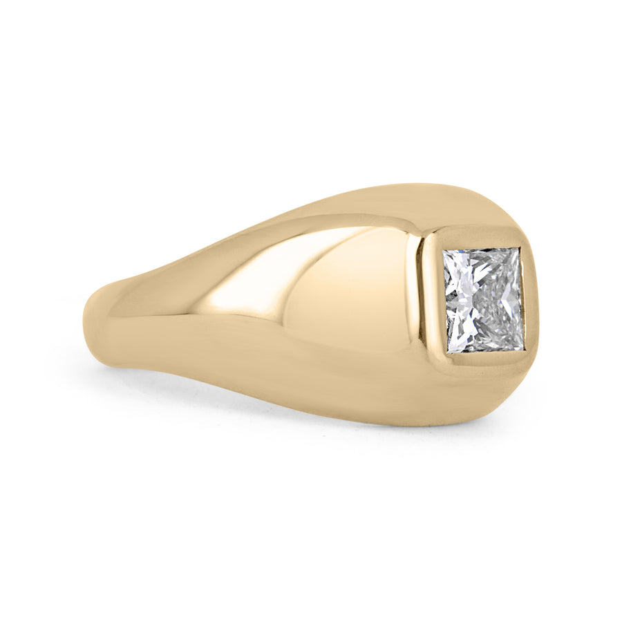 1.08ct Carat Princess Cut Gypsy G Color Diamond Solitaire Ring 14K