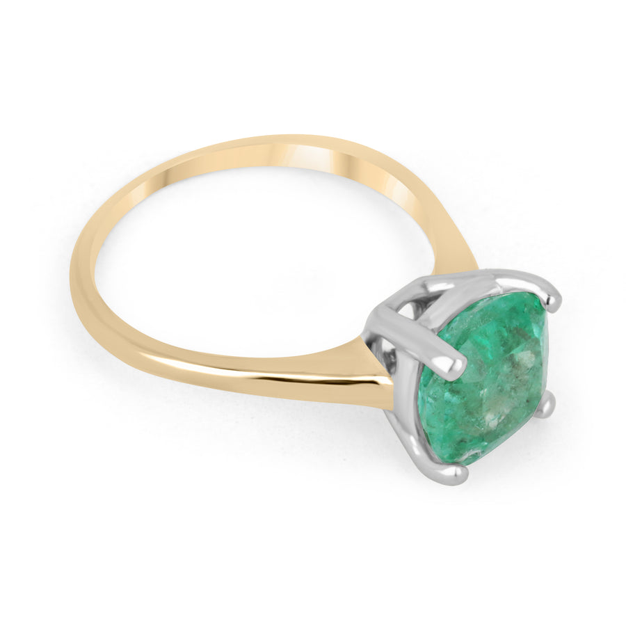 Radiant 14K Gold Ring with 2.65cts Emerald-Cushion Cut Solitaire - Timeless Charm