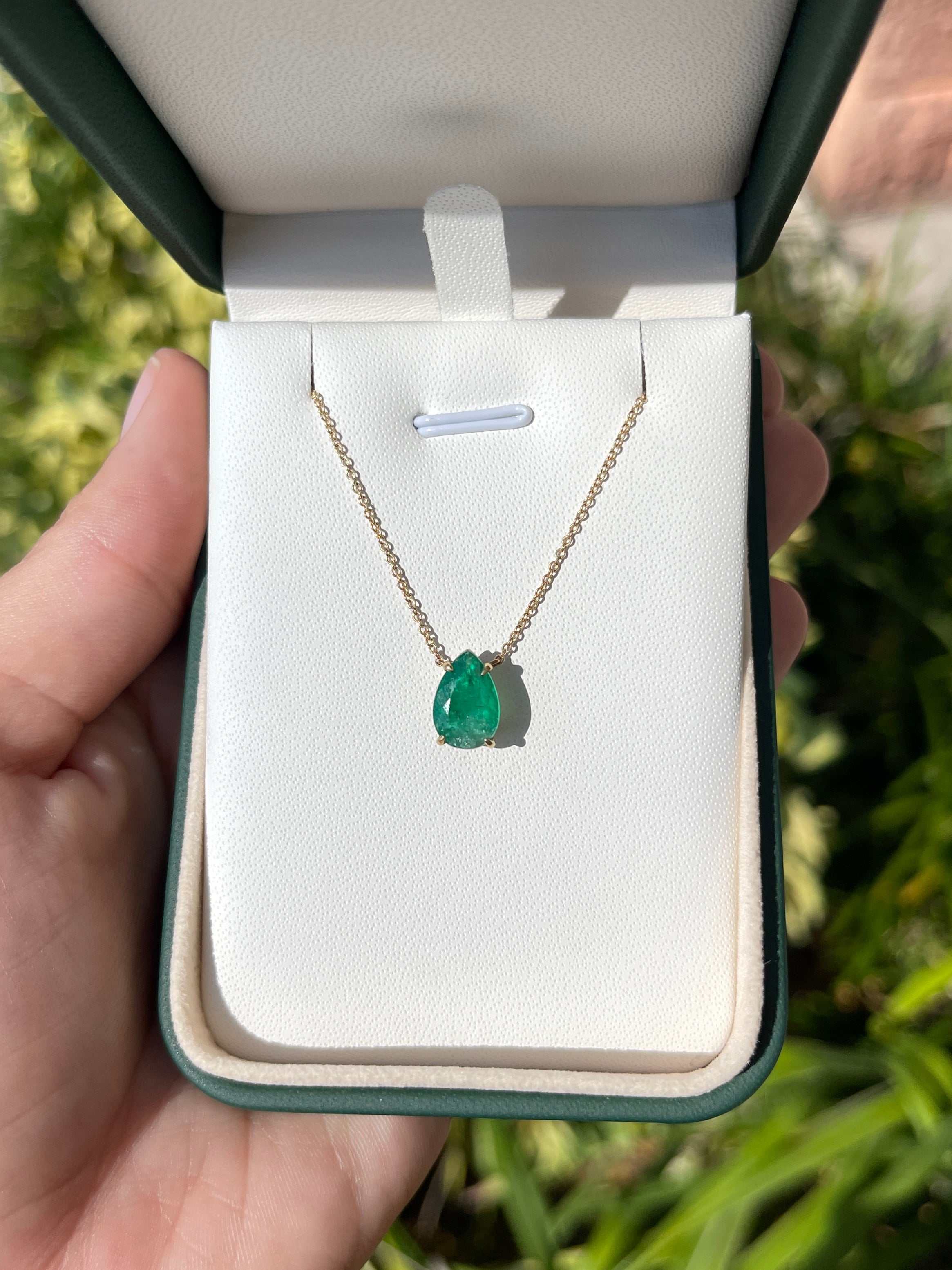 14K Gold Green Tiny Tear Shape Necklace, 14K Solid Gold Silver online Color Drop Necklace, Emerald Green Drop Necklace, Mother's Day Gift