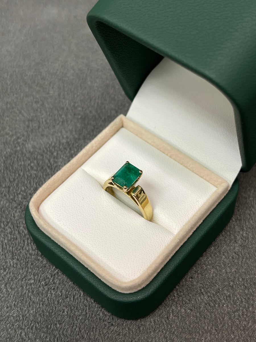 1.88 Carat Emerald Solitaire Engagement Ring 18K