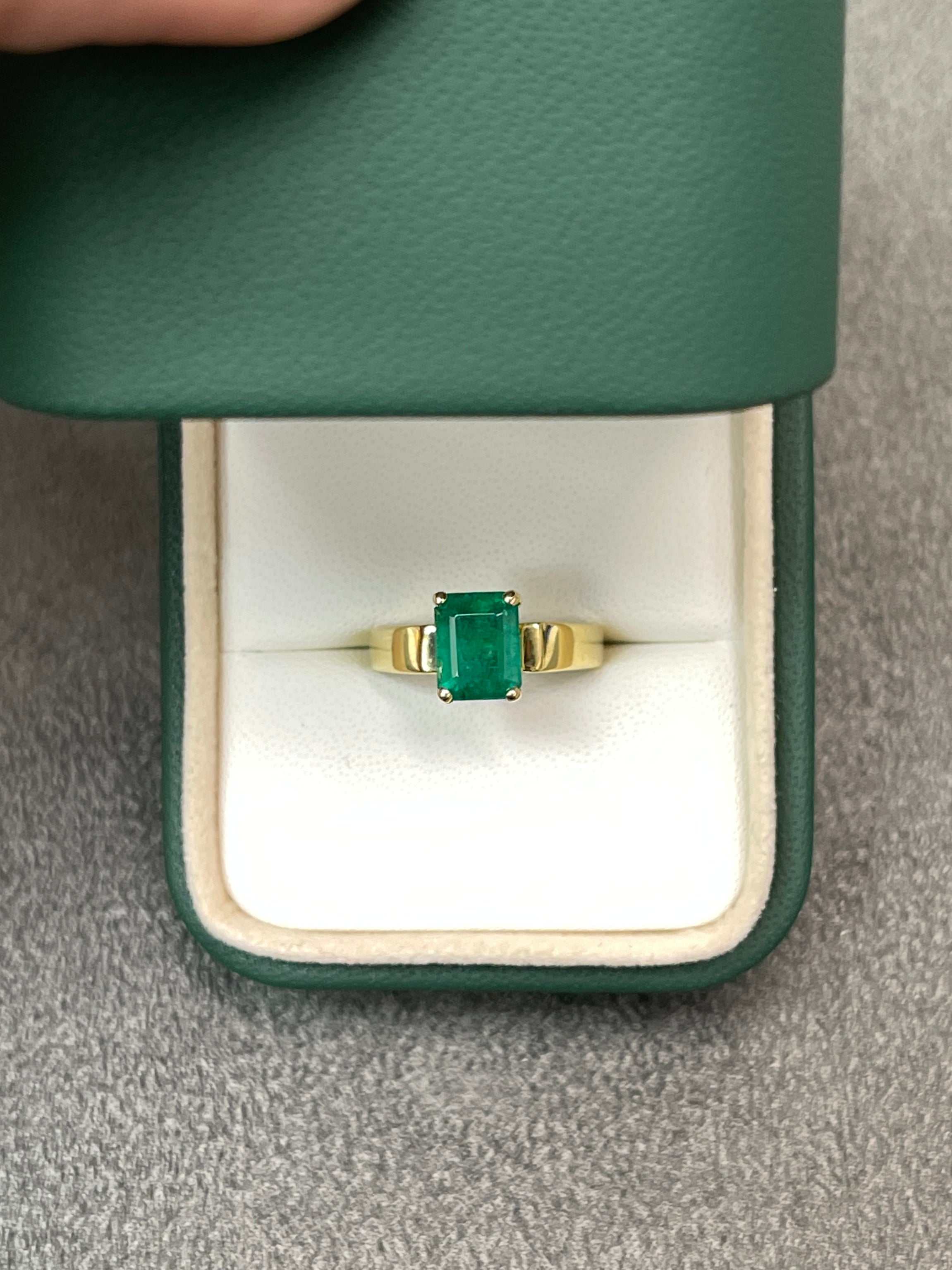 1.88 Carat Emerald Solitaire Engagement Ring 18K - JR Colombian Emeralds