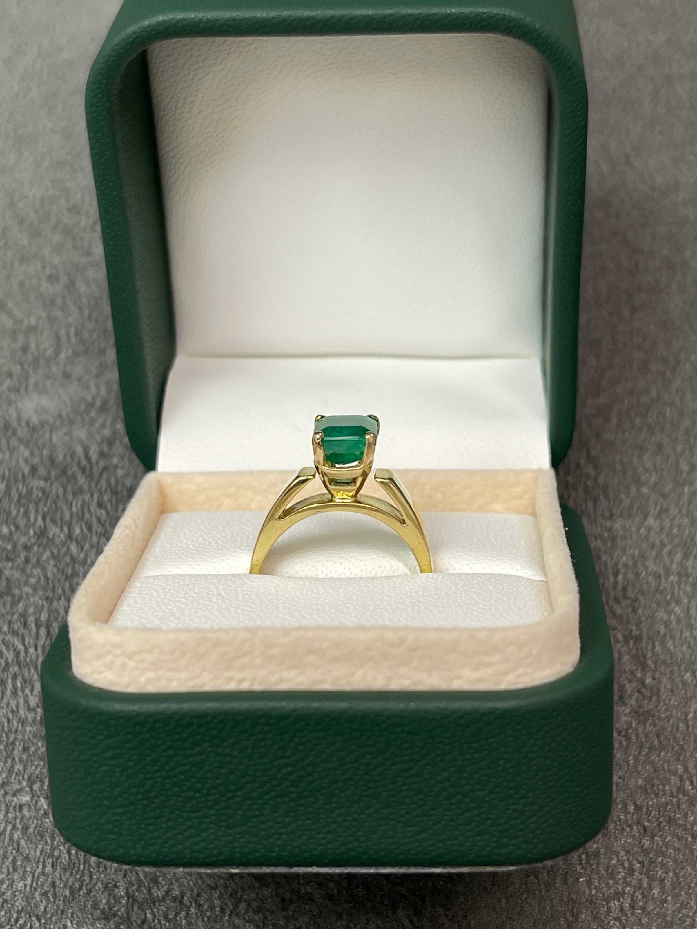 1.88 Carat Emerald Solitaire Engagement Ring 18K - JR Colombian Emeralds