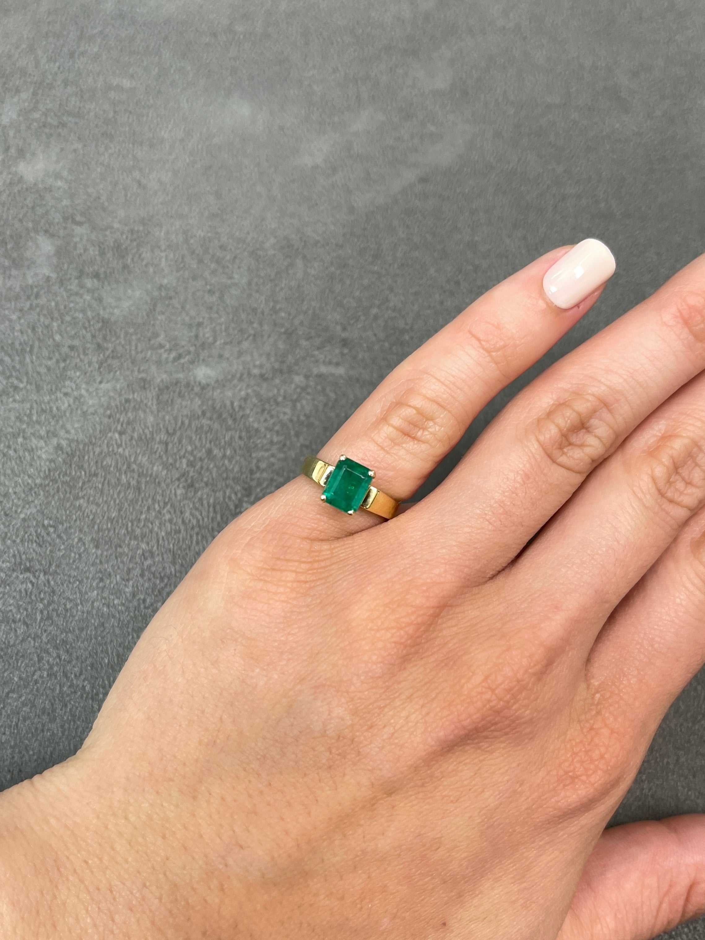 1.88 Carat Emerald Solitaire Engagement Ring 18K - JR Colombian Emeralds