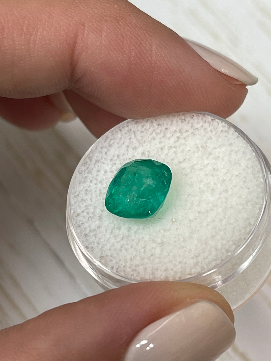 3.46 Carat Natural Green Colombian Emerald - Cushion Shaped