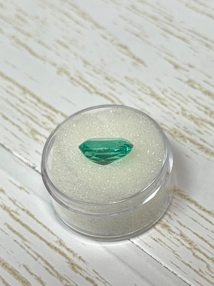 Green Colombian Emerald - 12x9mm Loose Gemstone - 4.07 Carat Cushion Cut