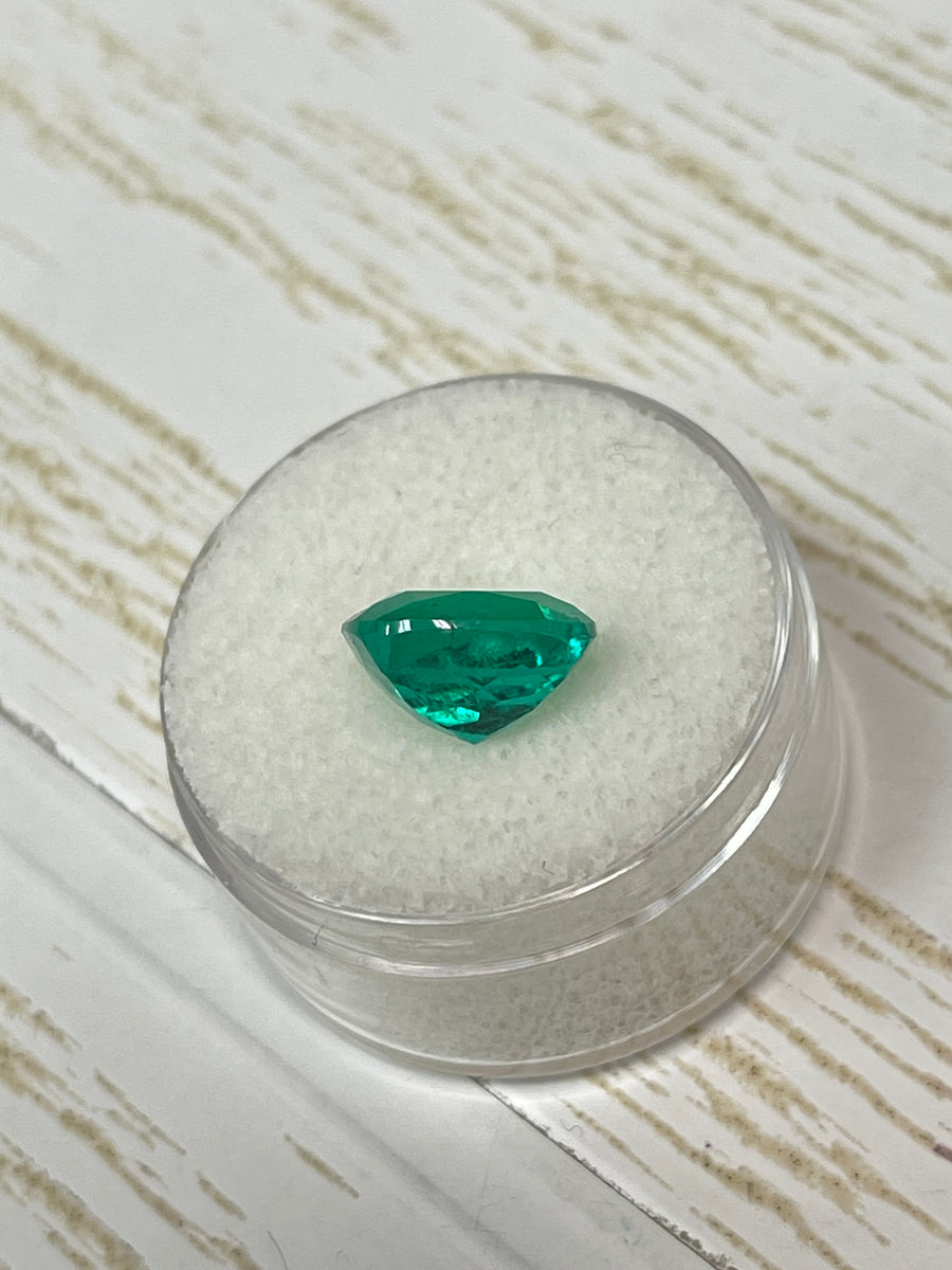 Vivid Green 4.19 Carat Colombian Emerald - Cushion Cut Stone