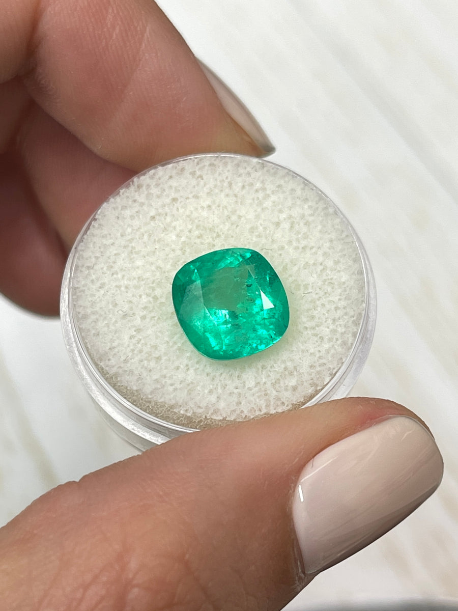 10x10 Cushion Shaped Colombian Emerald - 4.72 Carat Loose Gemstone