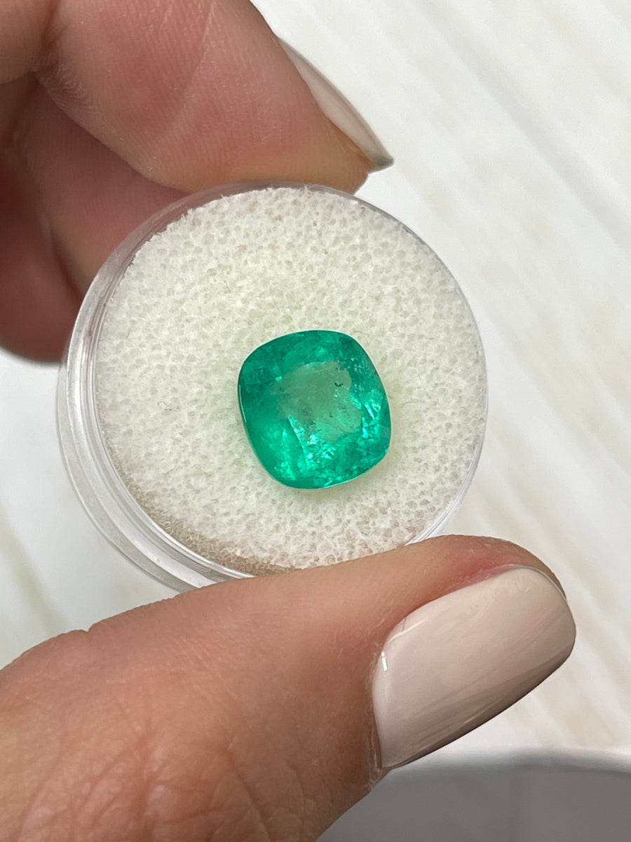Genuine Colombian Emerald - 4.72 Carat Cushion Cut - Loose Stone