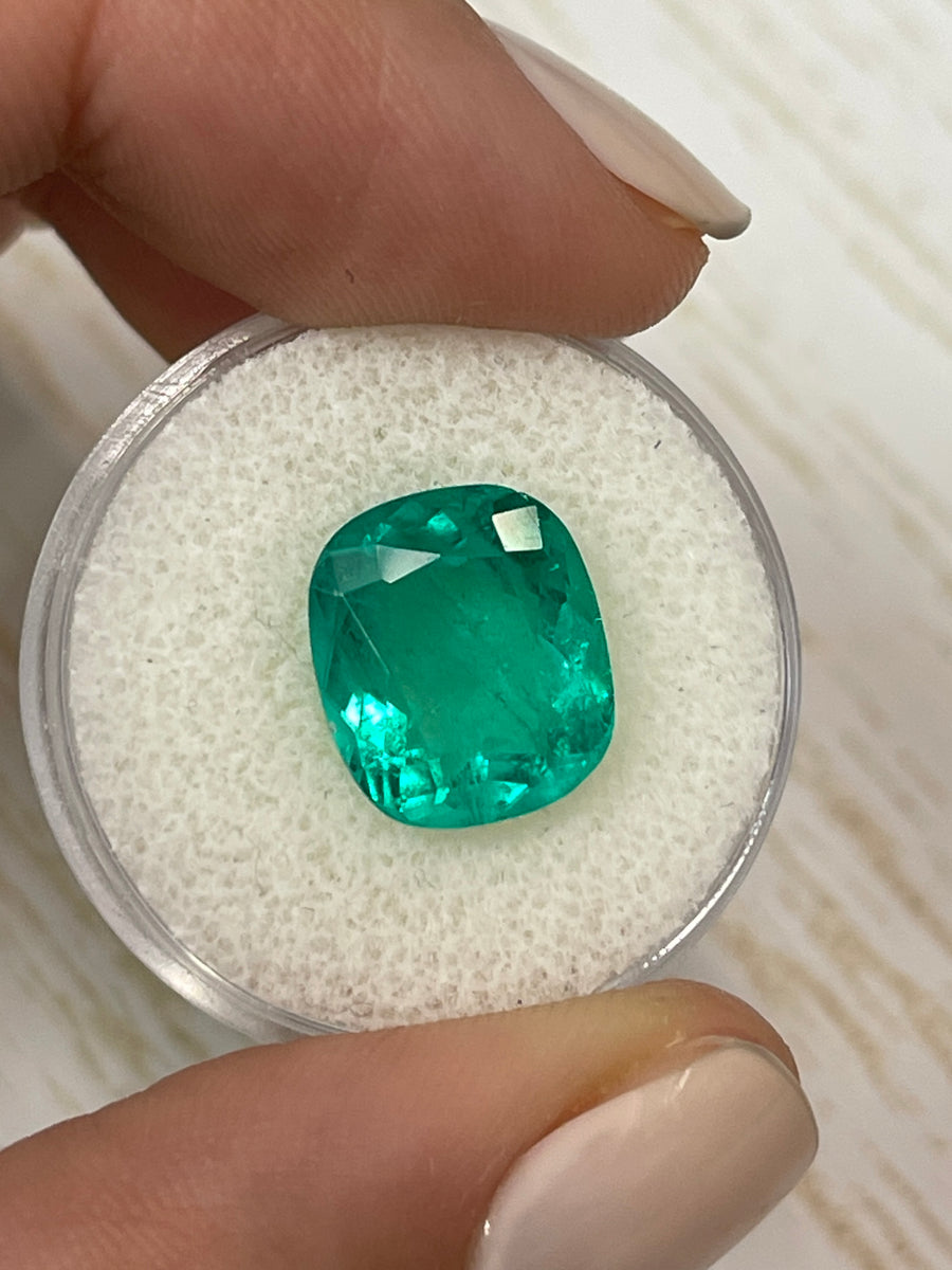 5.86 Carat Loose Colombian Emerald - Vibrant Cushion Cut Stone
