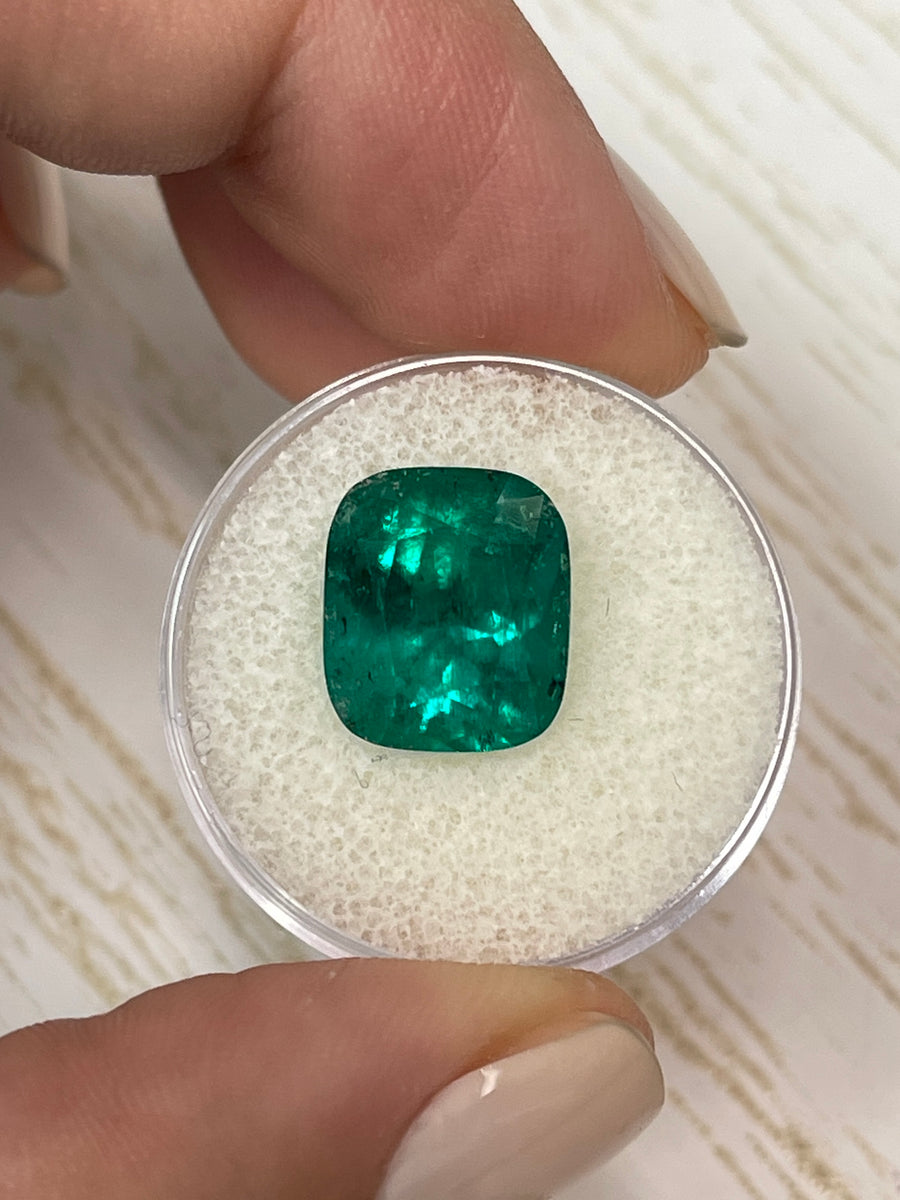 Premium 6.32 Carat Muzo Green Emerald - Cushion Shape Loose Stone