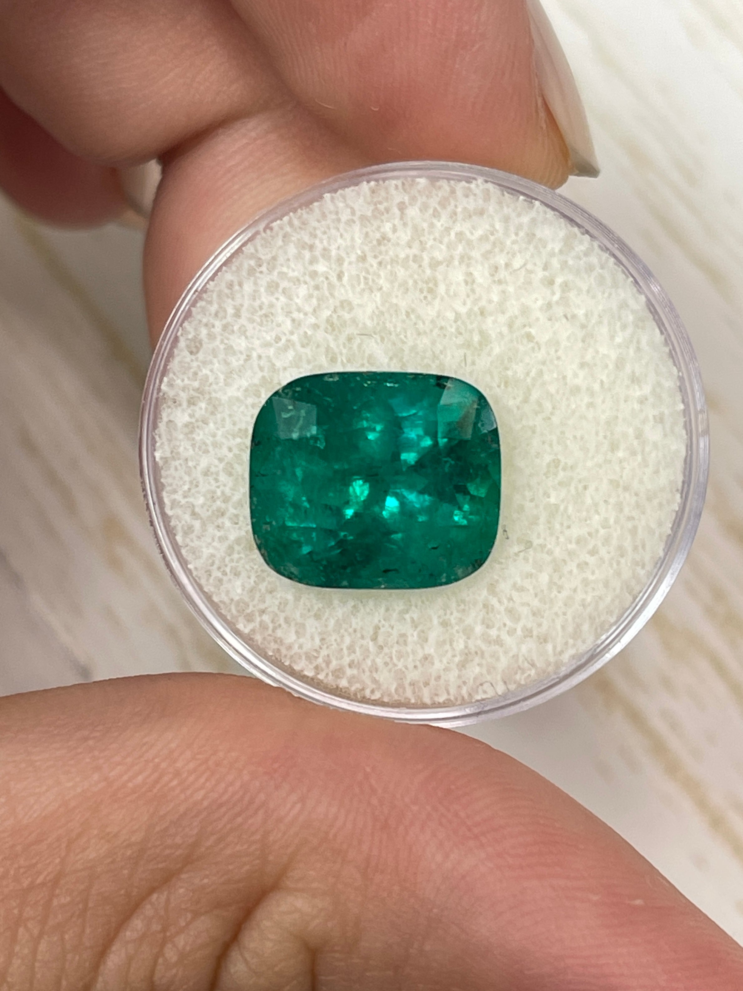 6.32 Carat Intense Muzo Green Natural Loose Colombian Emerald-Cushion Cut - JR Colombian Emeralds