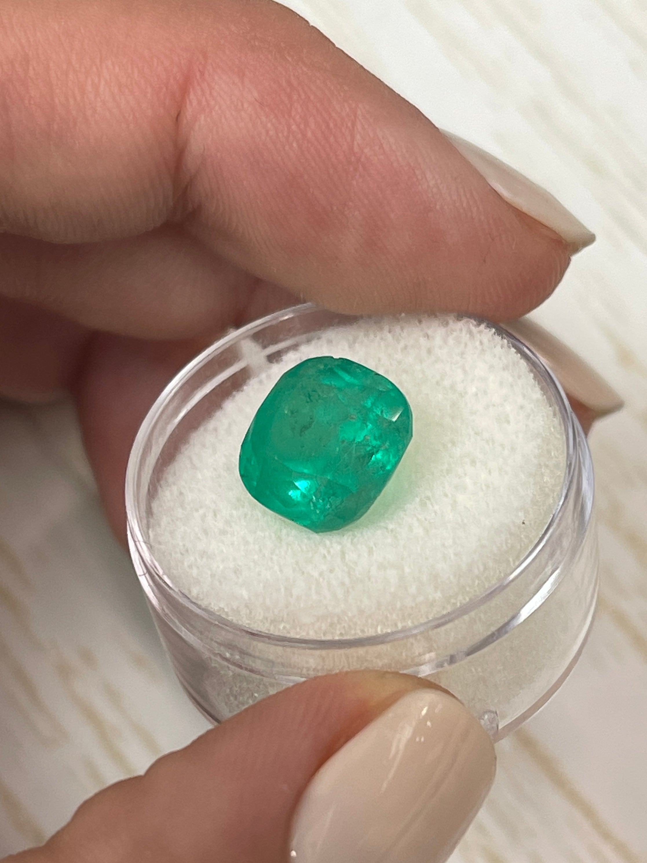 5.95 Carat Loose Colombian Emerald - Cushion Shape, Natural Green Stone