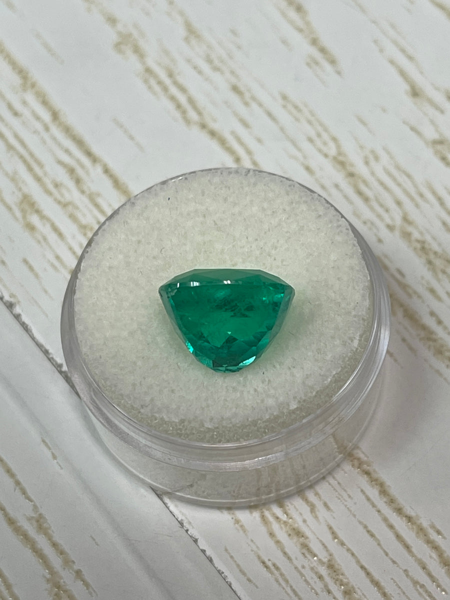 Loose Colombian Emerald - 7.98 Carat Vivid Bluish Green in a Rounded Cushion Cut