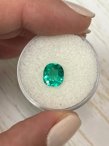 2.0 Carat Loose Colombian Emerald in Elongated Cushion Cut - Bluish Green Natural Gem