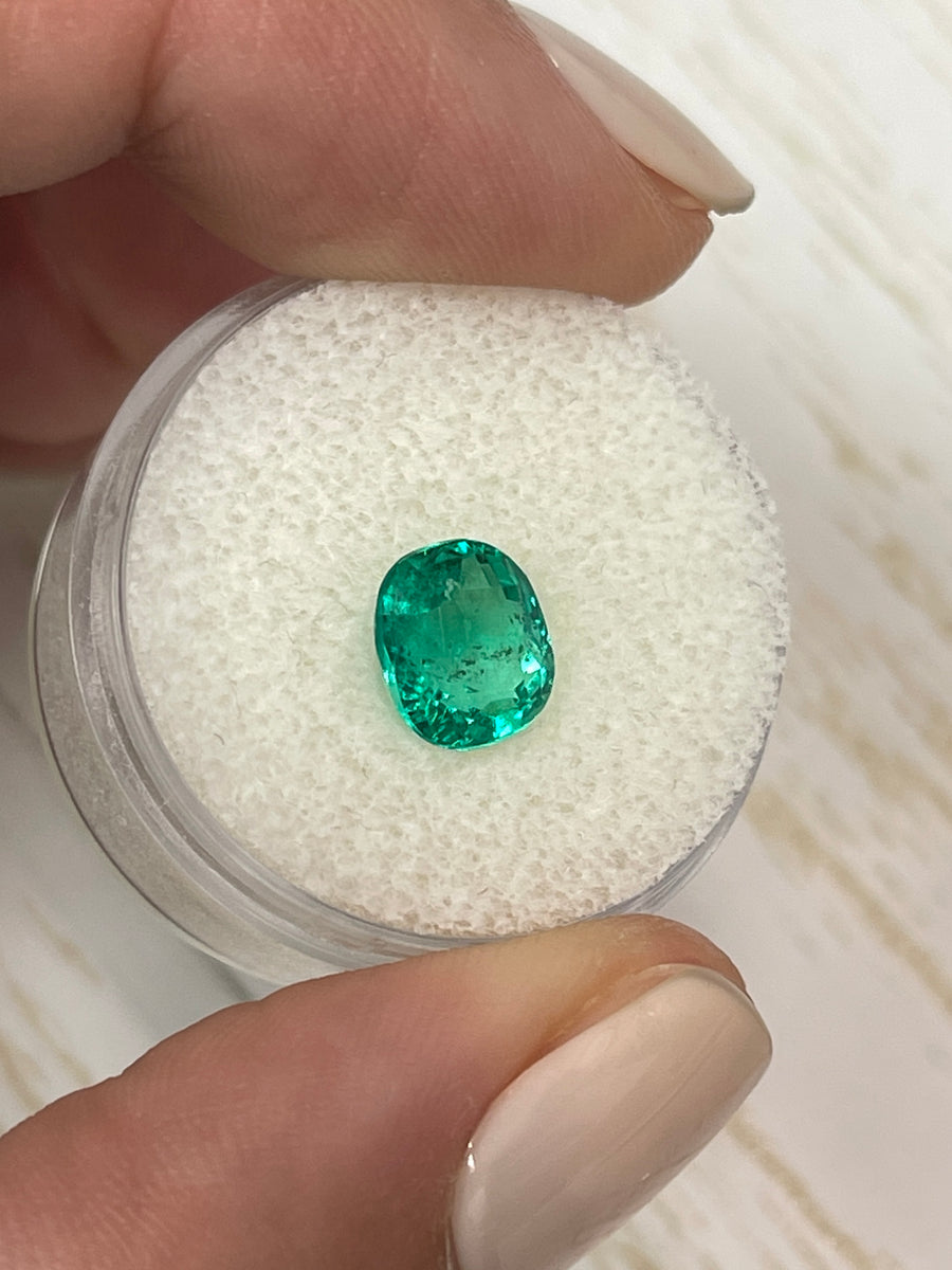 2.0 Carat Loose Colombian Emerald - Genuine Bluish Green Stone in Cushion Shape