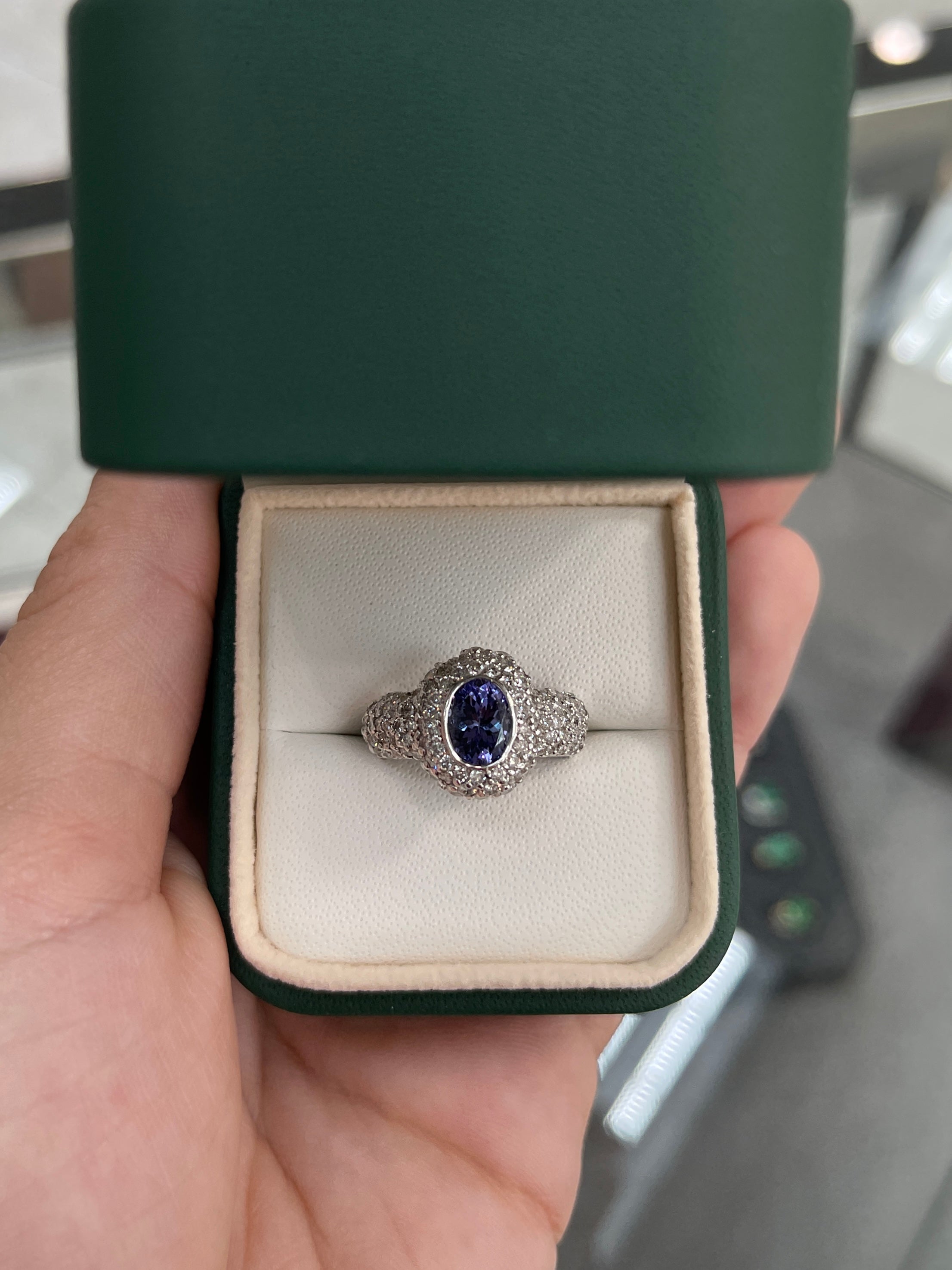 2.32tcw 14K Tanzanite & Diamond Pave Cocktail Ring - JR Colombian Emeralds