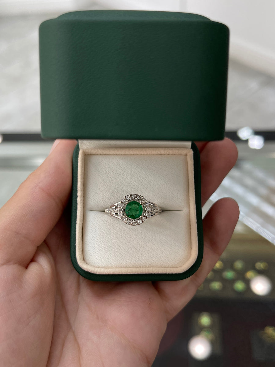 1.59tcw Split Shank Emerald & Diamond Ring 14K