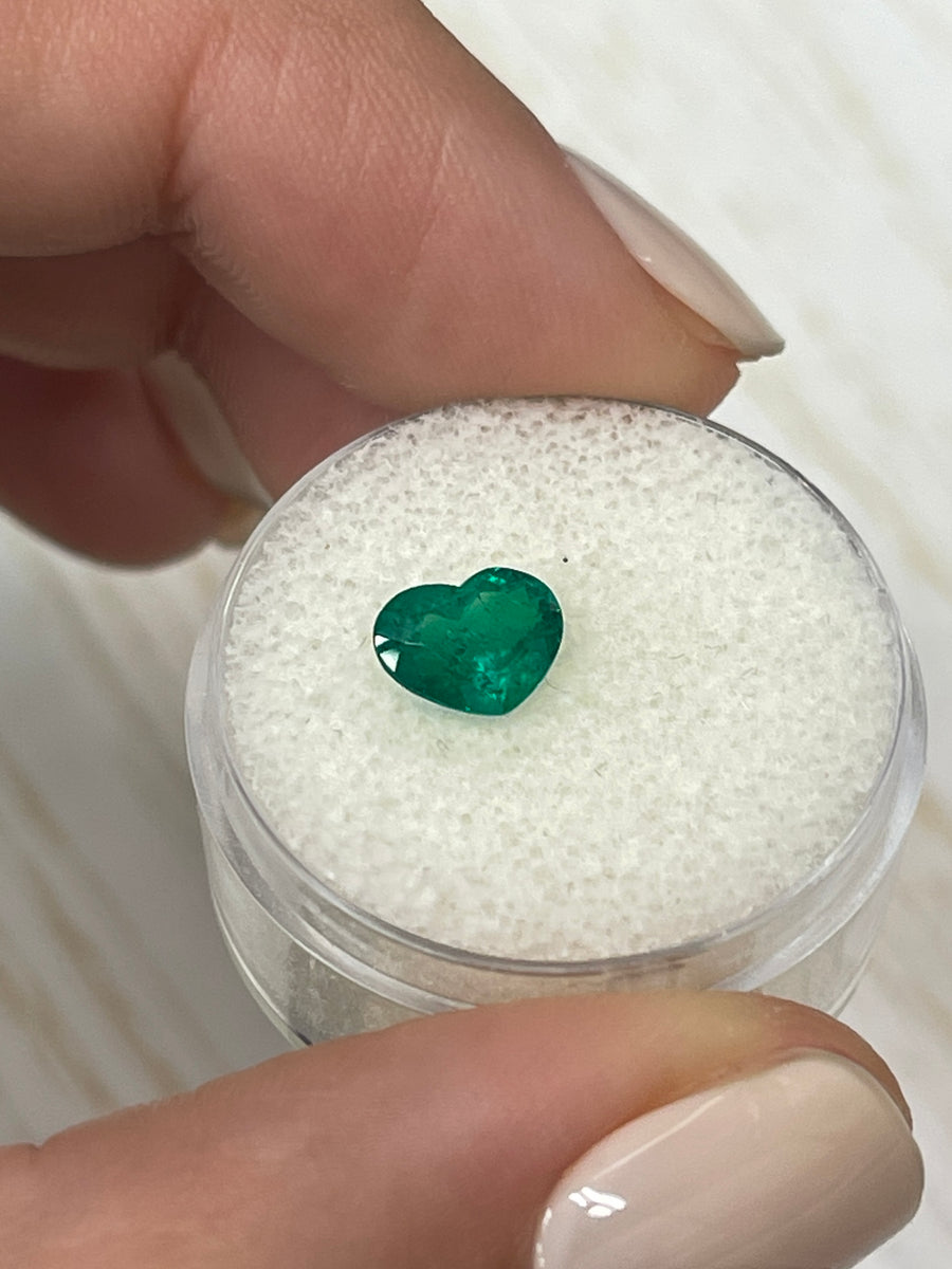 Exquisite Loose Colombian Emerald Ring - 1.16 Carat Heart Cut - Intense Muzo Green