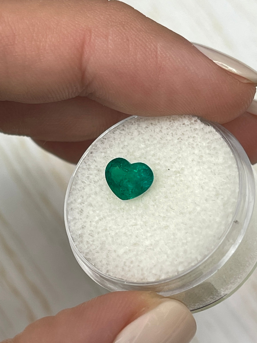 Muzo Green Colombian Emerald Ring - 1.16 Carat Heart-Cut Beauty
