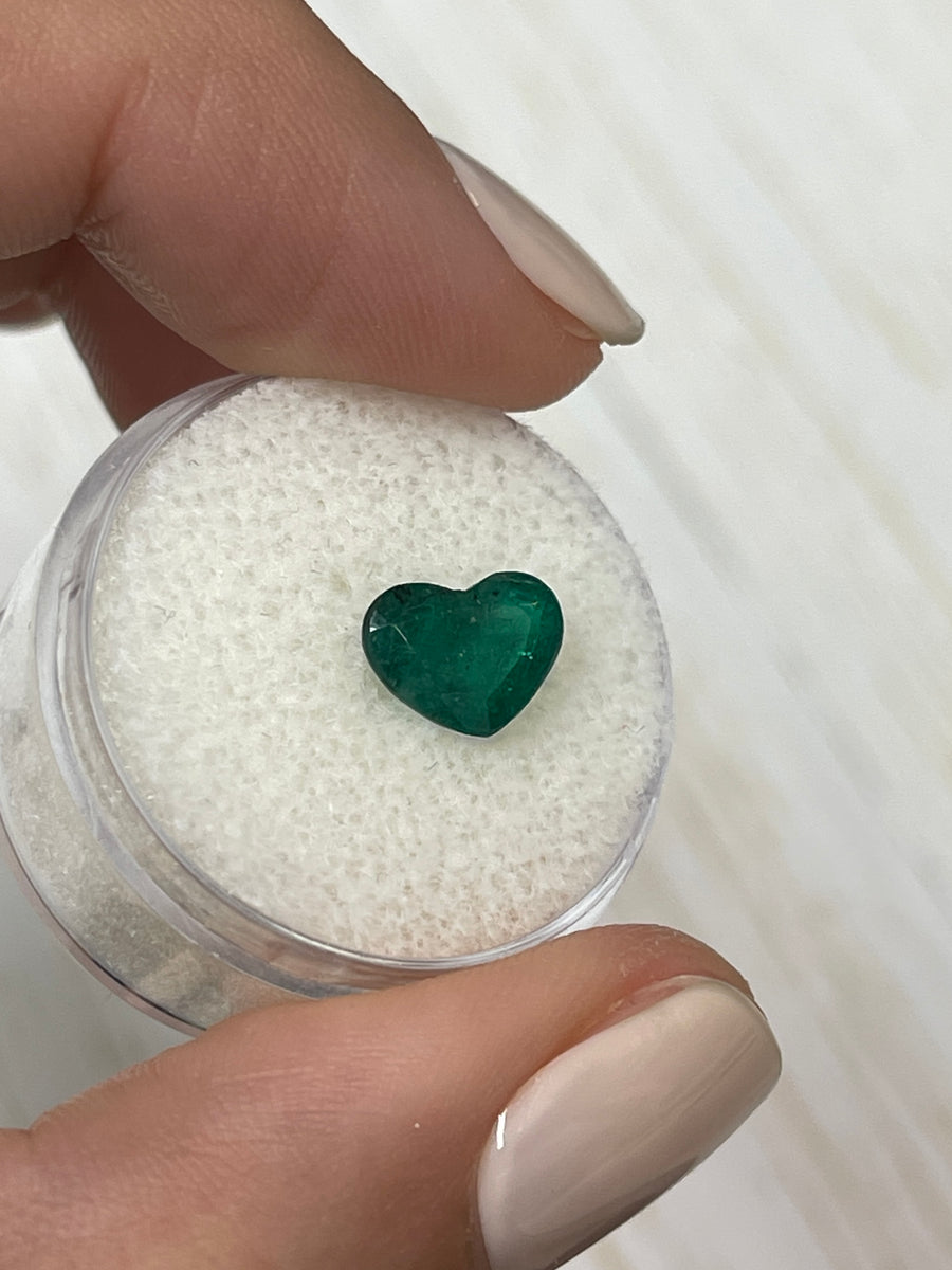 Genuine Brazilian Emerald - 1.39 Carat Heart Cut Gemstone