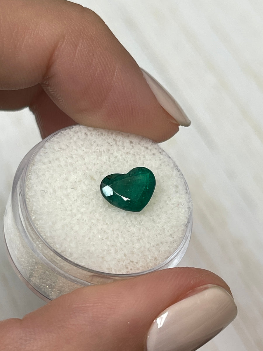 Heart-Shaped Brazilian Emerald - 1.39 Carat Dark Green Beauty