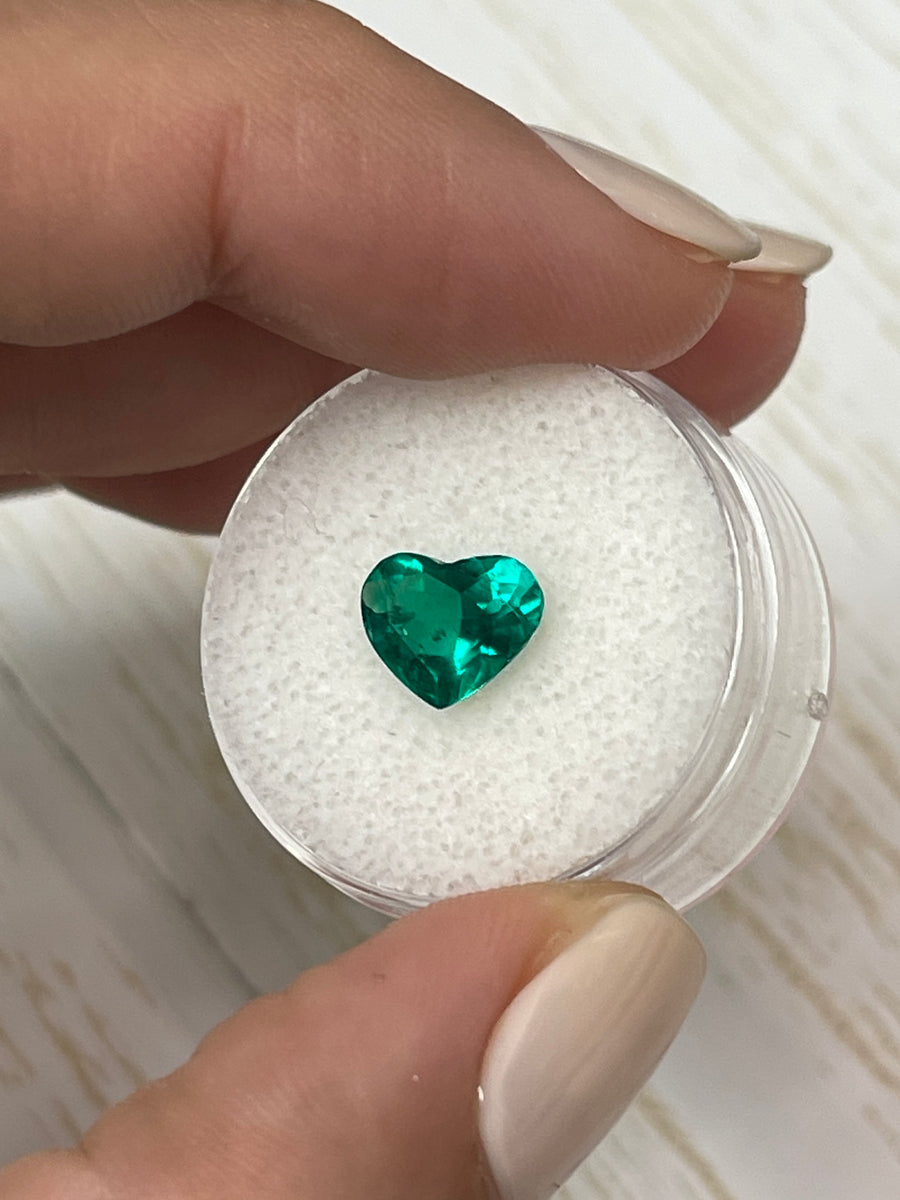 Vivid Muzo Green Colombian Emerald - 1.55 Carat Heart-Cut Gem Ring