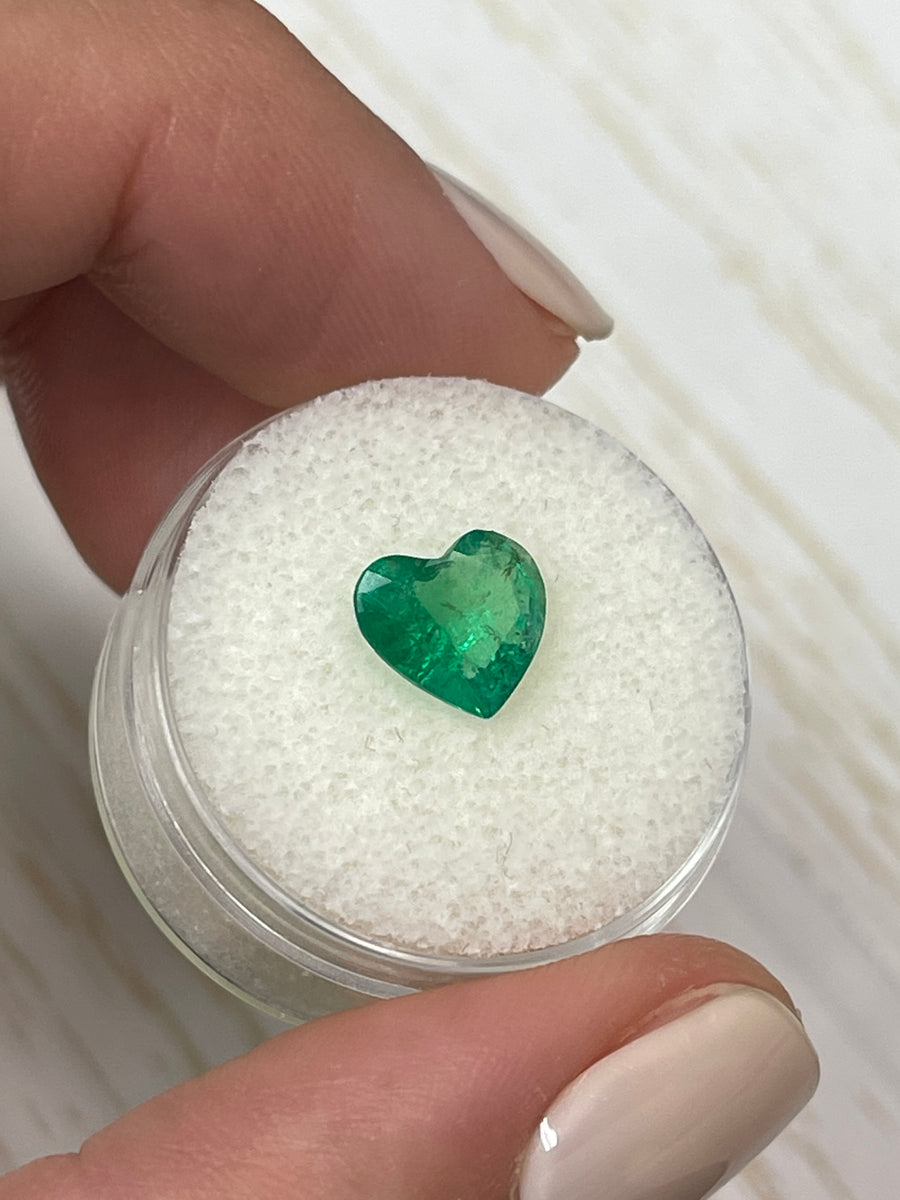 Medium Green Zambian Emerald - Heart Cut Ring Setting with 1.63 Carat Gem