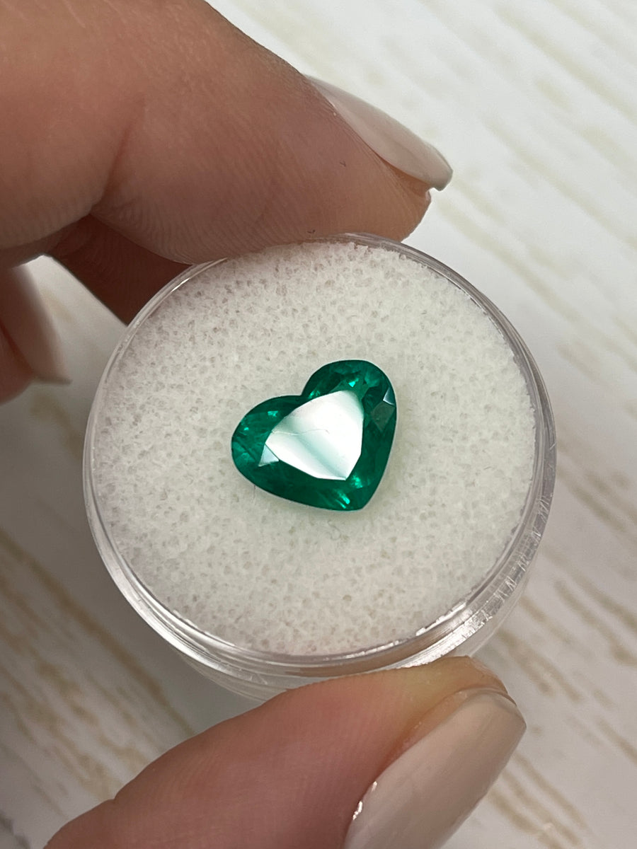 Exquisite 2.33 Carat Muzo Green Colombian Emerald - Heart Cut & Certified
