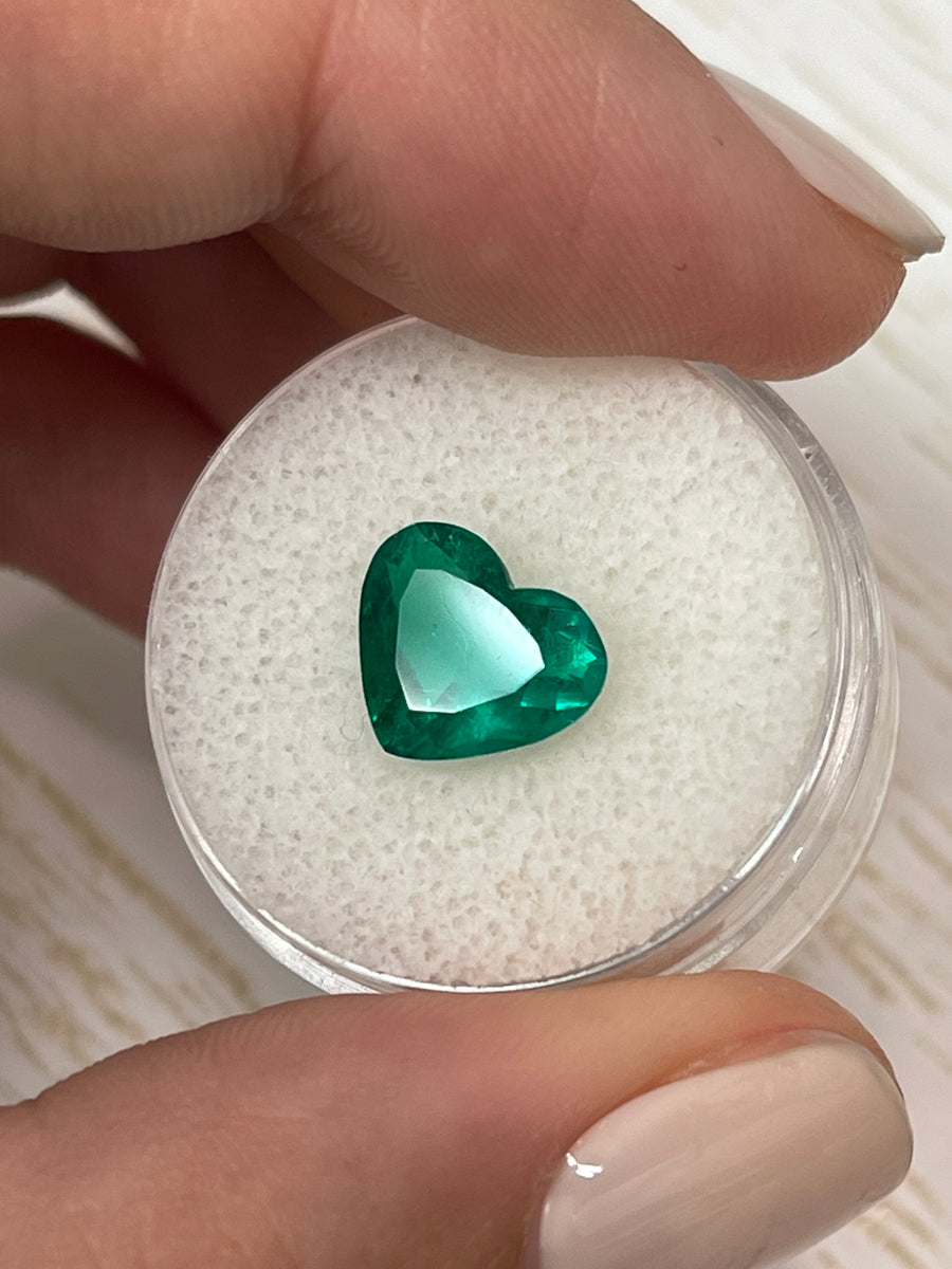 11x9 Heart Cut Colombian Emerald - Certified 2.33 Carats, Natural Green