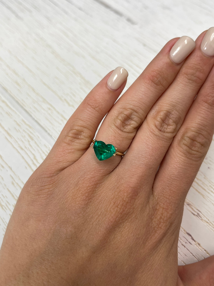 2.33 Carat Certified 11x9 Vivid Muzo Green Natural Colombian Emerald-Heart Cut