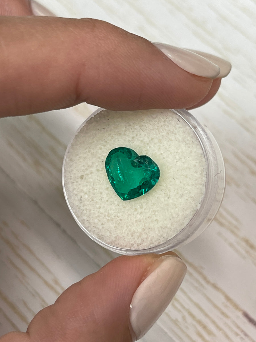2.49 Carat Natural Colombian Emerald - Striking Bluish Green Heart Shape