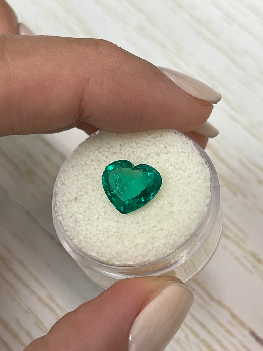 Heart-Cut Colombian Emerald - 2.49 Carats of Vivid Bluish Green Beauty